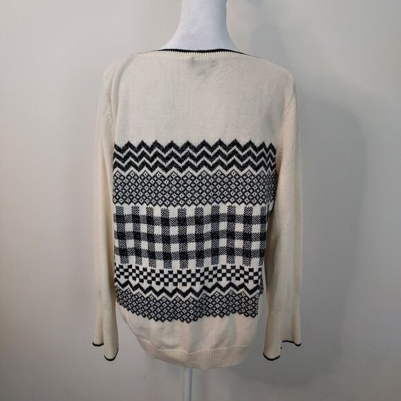 Talbots Wool Blend Modern Fair Isle Shimmer Sweater Size XLP - Picture 2 of 10